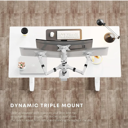 Support Bras Mécanique - Blanc - 3 moniteurs - 17" - 32"