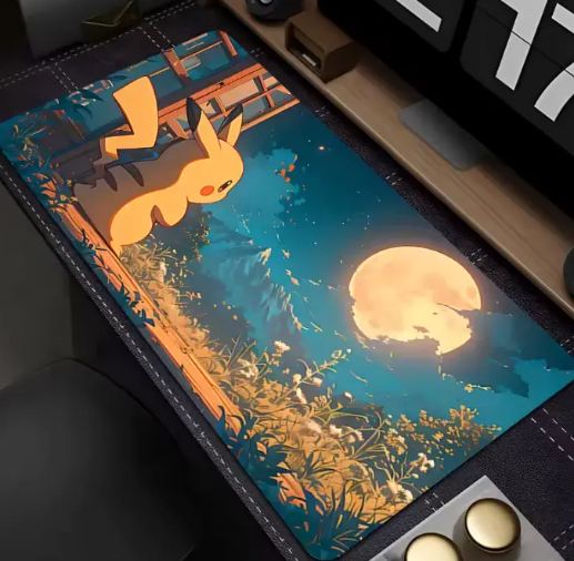 Tapis de souris Pikachu regardant la lune