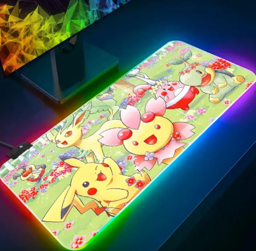 Tapis de Souris Gaming RGB Pokémon - tortipouss & phyllali